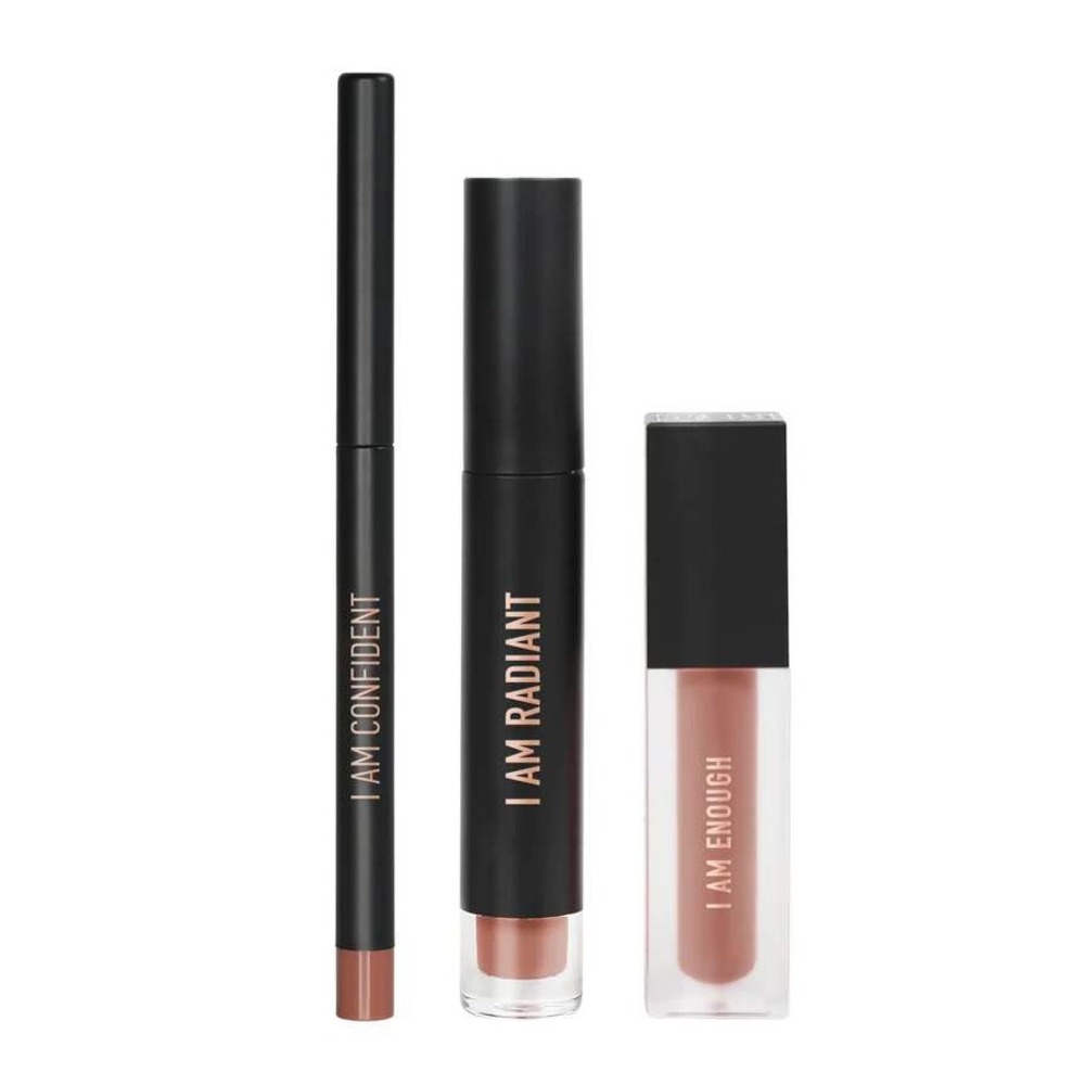 REALHER Take On The World Lip Kit Matte Liquid Lipstick Gloss Liner Mauve Nude
